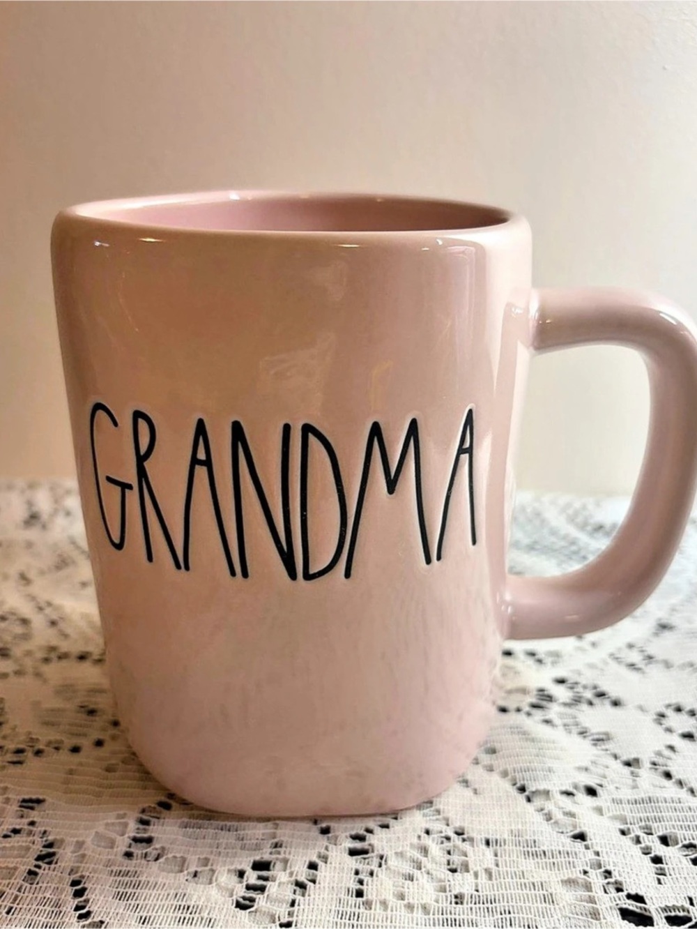 💗Rae Dunn GRANDMA Light Pink Ceramic Coffee Mug 4.75" height💗
